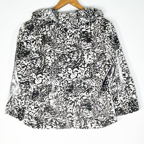 Victor Costa Silver Metallic Sheen Print Ruffled Suit Jacket - Picture 8 of 13